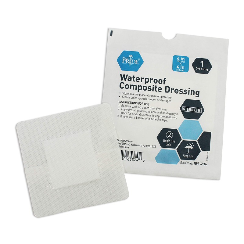 MED PRIDE Sterile Waterproof Foam Composite Dressing Pads for Shower,