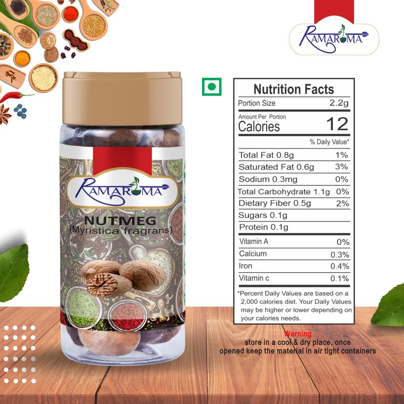 Ramaroma Nutmeg Whole, 3oz (85g) All Natural | Vegan |