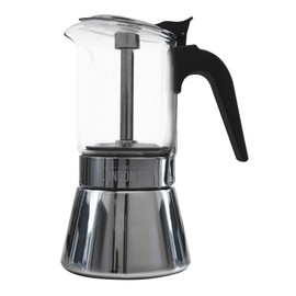 London Sip Glass and Stainless Steel Stovetop Espresso Maker Moka Pot Italian Coffee Percolator, Glass, Medium (10.14 oz)