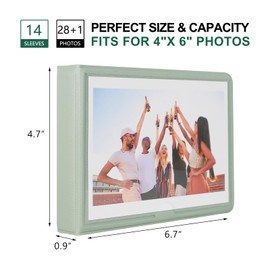 Goldbary 4x6 Mini Photo Album with Leather Cover, Holds 29 Pictures, Portable Wallet for Wedding, Anniversary, Baby, Family, Mint Green