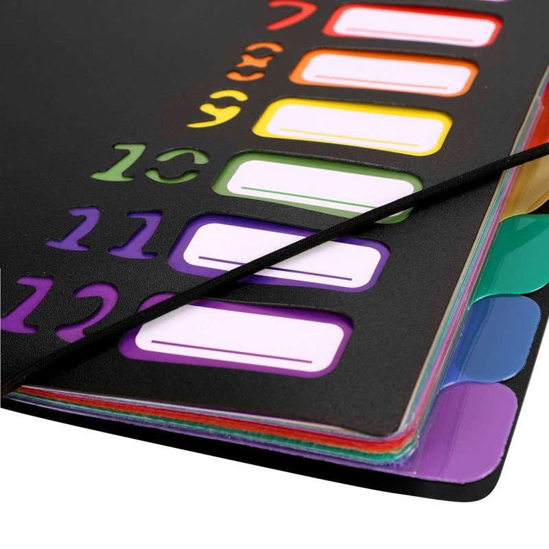 Document Folder A4 Desk Folder Coloured 12 Compartments Folder File