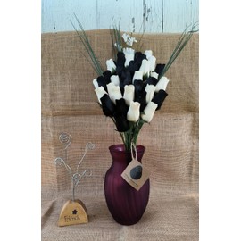 The Original Wooden Rose, Red, Black and White Wooden Rose Bouquet (3 Dozen)