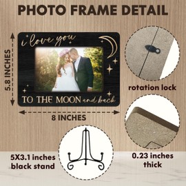 RPLCSPC Love Picture Frame, I Love You To The Moon And Back Photo Frame for 4x6 Photo, Wedding Anniversary Valentines Day Gifts for Couples Women Men Her Him, Wooden Picture Frames for Desk Decor-A25