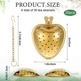 30 Pcs Stainless Steel Tea Strainer Ball Infuser Loose Leaf Steeper Interval Diffuser Heart Shape Mesh Filters with Extended Chain Hook for tea party Seasonings Cup Bottle