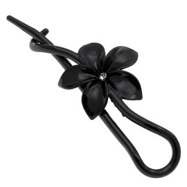Camila Paris CP1593 French Hair Barrette Pin Clips for Girls, Flower, Black, No Metal Parts, Strong Hold Grip Hair Clips for Women, No Slip Styling Girls Hair Accessories, Made in France