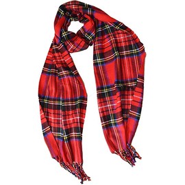 Italian Designer Tartan Scarf with Tartan Pattern Red - Tartan Scarves for Men Women, red