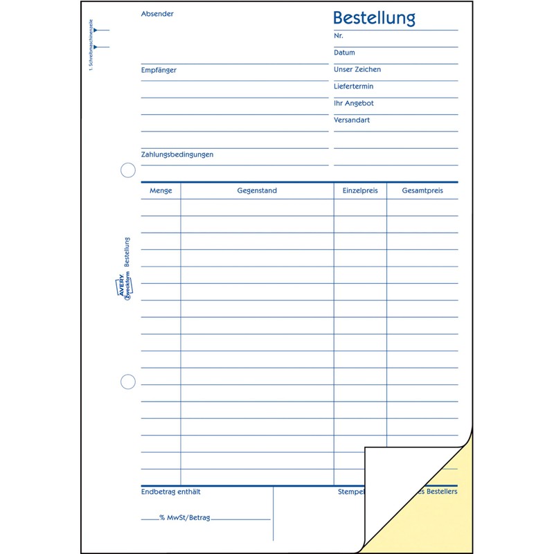 Avery Zweckform 1766 Order, DIN A5, selbstdurchschreibend, 2 x 40