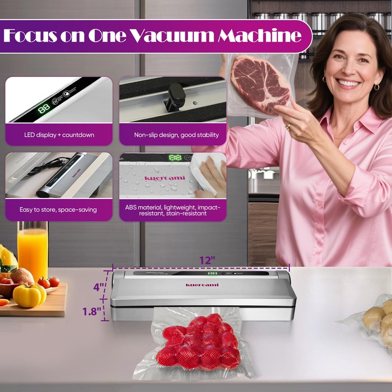Kueroami Vacuum Sealer - Durable Multi-Use Food Saver Vacuum Sealer