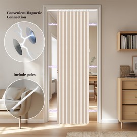 AJAZZ Blackout Door Curtain Pleated Magnetic Doorway Curtain Accordion Door Interior Room Divider Invisible Applicable Bedroom Room Living Room (1 Pack, 44W x 78 L,Biscotti Beige)