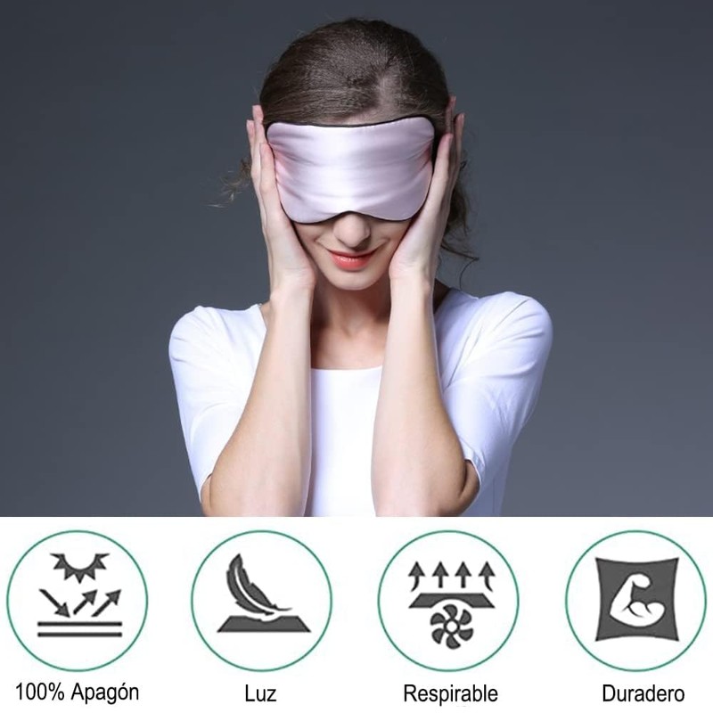 HAKUKU Seda Máscara para Dormir, Comodidad de Seda Suave Ajustable