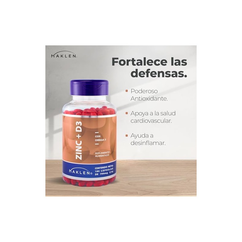 ZINC - Maklen Zinc con Vitamina D3 y Omega 3