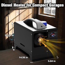 RONPOW 8KW Diesel Heater, 12V/24V All in One Portable Diesel Air Heaters with 5L Tank, Remote Control, LCD Display and Silencer for Rv, Campers, Trailer Boat, Boat Bus, Trucks, Indoor Use, Horizontal