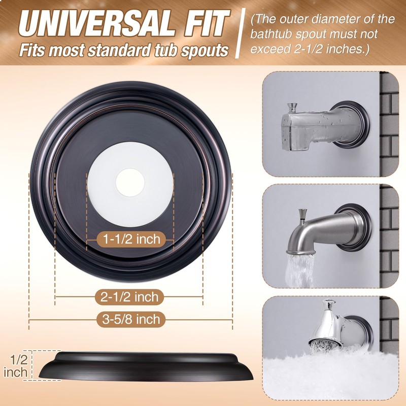 Dreyoo Metal Tub Spout Cover Ring with Foam Gasket, Oil