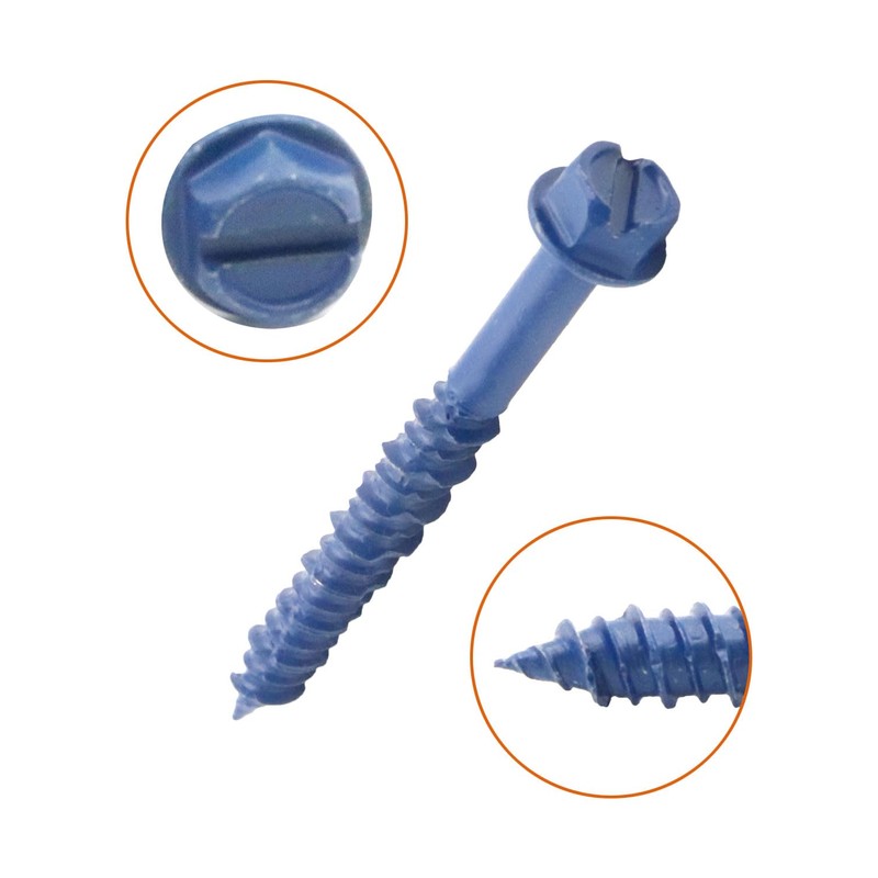 IMScrews 3/16 x 1-3/4" Slotted Hex Head Blue Concrete Screws