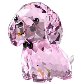 DOJOZ Crystal Puppy Cute Dog Lovely Desktop Statue Small Ornaments Home Decoration (Pink)