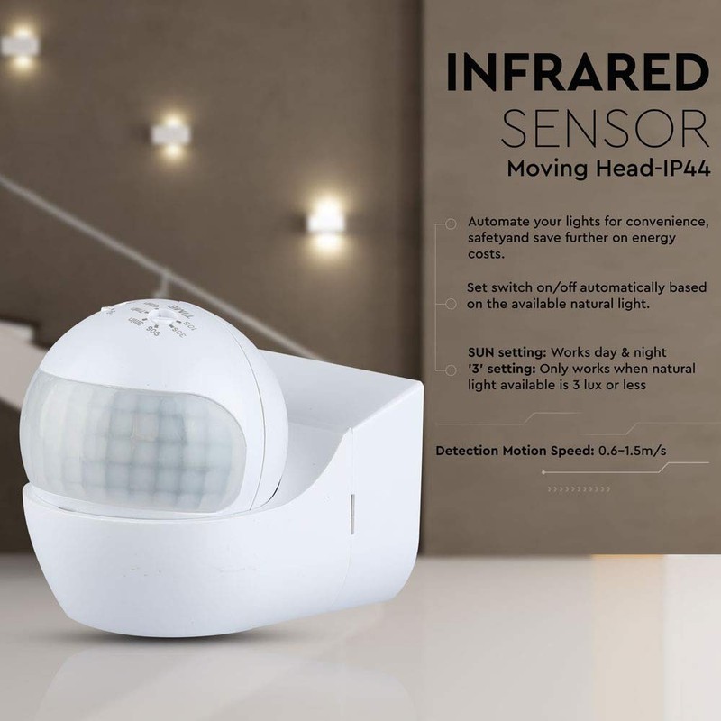 V-TAC - DETECTOR PRESENCIA ILUMINACION LED IR PIR VTAC 180