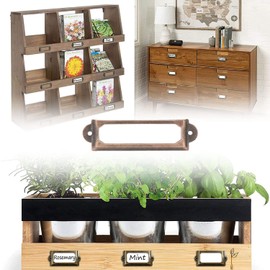 Pack of 10 Bronze Label Holders Antique Label Frame Metal Label Business Card Frame Furniture Drawer Cabinet Card Holder Tag for Drawers Filing Cabinets (60 x 18 mm)