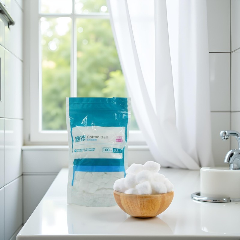 Pack of 100 White 0.8g Cotton Balls with Self Sealing