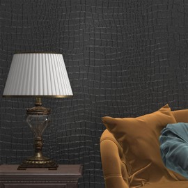 Black Wallpaper Peel and Stick Wallpaper Black Self Adhesive Wallpaper Vintage Removable Wallpaper 15.7"x78.8" Textured Wallpaper Dark Black Contact Paper for Bedroom Cabinets and Drawers Vinyl Roll