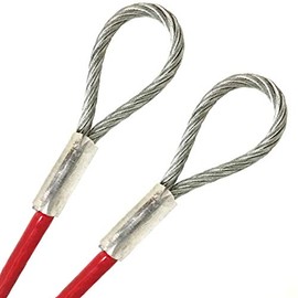 PHAT, 5/16" Vinyl Coated Galvanized Steel Cable with Looped Ends, 1/4" Core Diameter, Flexible Multi-Purpose DIY Outdoor Safety Guide Wire Rope (20 feet, Red)