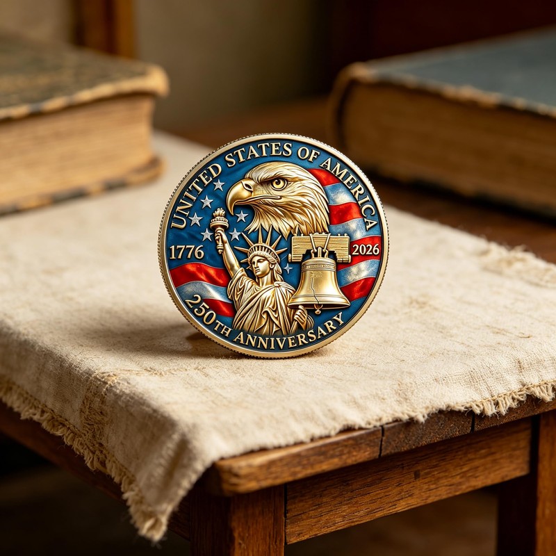 American Commemorative Coin 250th Anniversary Coin, 1776-2026 Eagle Bell Statue