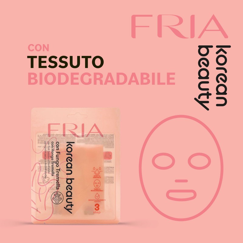 Fria Korean Beauty Maschera Viso Effetto Idratante, con Fungo Tremella