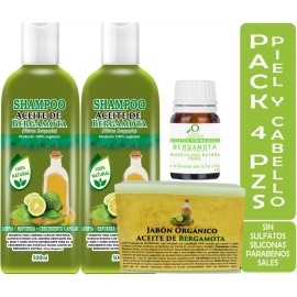 Vivenatural 2 Shampoos Bergamota, Jabón, Aceite Cabello Y Barba Kit