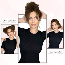 RUWISS Messy Hairpiece 100% Real Hair Rose Bun for Women Real Hair Scrunchies Updo Hairpieces Curly Bun Extension Ponytail Messy Bun Bun (Darkest Brown)