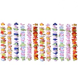 LIOOBO Hawaiian Lei Flower Lei Wreath Hawaiian Lei Necklace Hibiscus Lei Hula Hair Ornament Garland Combination Set 12pcs