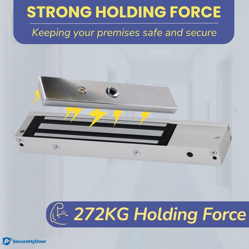 SecureMyDoor Magnetic Door Lock - Fail Safe 272KG Holding Force