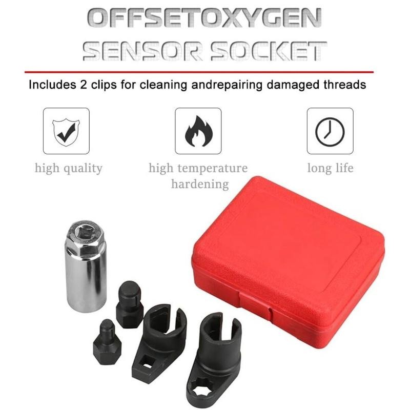 5PCS O2 Oxygen Sensor Socket Thread Chaser Set, 3/8" 1/2"