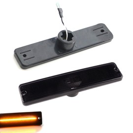 MOXRUQ 2 Pack LED Side Marker Light, Smoked Lens Amber Front Side Turn Signal Light Fender Sidemarker Lamp Replacement OEM 56001424, Compatible with Wrangler YJ 1987-1995 (Black)