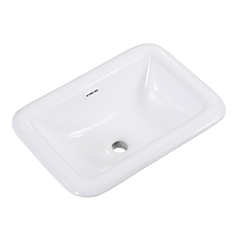 Bathroom Vessel Sink 20" x 15" Semi Recessed Sink White