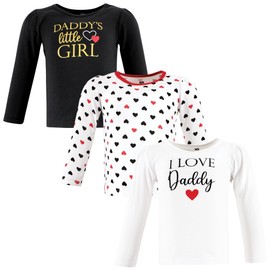 Hudson Baby Unisex Baby Long Sleeve T-Shirts, Girl Daddy Red Black, 2 Toddler