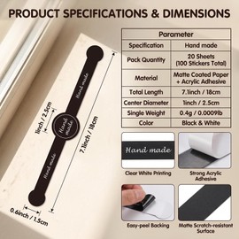 100Pcs Black Handmade Food Baking Seal Stickers for Pastry Wrapping