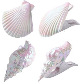 Paifeancodill Beach Towel Clips, 4 Pcs Parrot Towel Clips, Plastic Beach Must Haves Towel Clips, Beach Chair Clips, Large Towel Holder for Lounge Chairs Patio Pool Accessories (White Shell)