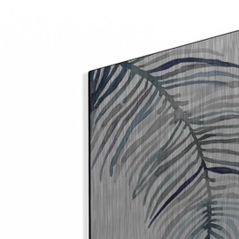 Luxe Metal Art 'Blue Feathered Palm 2' by Emma Scarvey Metal Wall Art, 12" x 16"