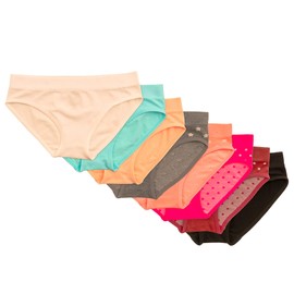 Alyce Intimates Seamless Girls Bikini Panties, Pack of 8 | Solids & Prints Assorted
