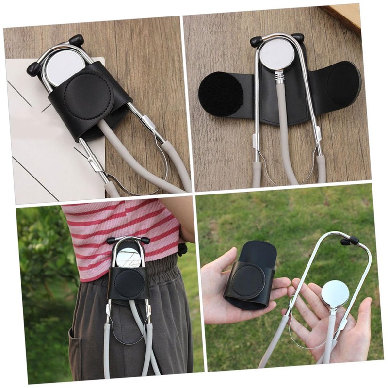 Ipetboom 2pcs Leather Stethoscope Holder Stethoscope Protector with Sturdy Clip