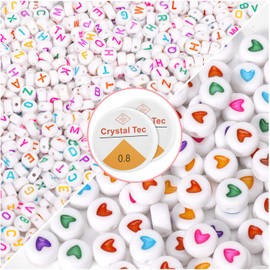 1200 Pcs Acrylic Alphabet Letter Beads with Crystal Thread for Kids DIY Jewelry Making Key Chains