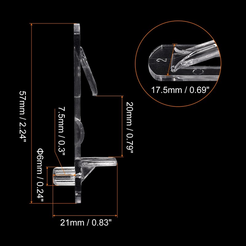 uxcell Plastic Locking Shelf Pins, 20pcs Clear Self-Locking Shelf Support