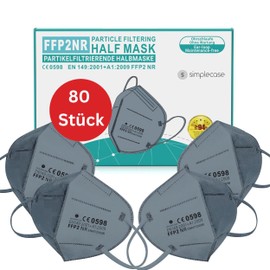 Simplecase FFP2 Mask, Certified by Officially Named Body 0598, Respirator Mask, Particulate Filter Mask, Pack of 80