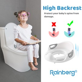 Rainberg Potty Training Seat for Kids Toddlers, Toilet Training Seat for Boys Girls, with Handle and Backrest, Anti Slip and Anti-Splash, Fit to Round and Oval Toilets (Potty Seat)