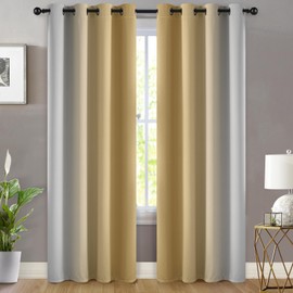 Yakamok Blackout Ombre Dark Blue and Burnt Orange Curtains-Gradient Room Darkening Curtain, Grommet Thermal Insulated Light Blocking Window Drapes Curtain for Living Room Bedroom,52 x 84 Inch,2 Panels