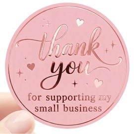 100PCS Thank You for Supporting My Small Business Stickers, Pink Rose Foil Labels for Boutique Packaging, Bakery Boxes, Dessert Treat Bags, Shipping Mailers, Handmade Sellers & Small Shops.1.6 inch