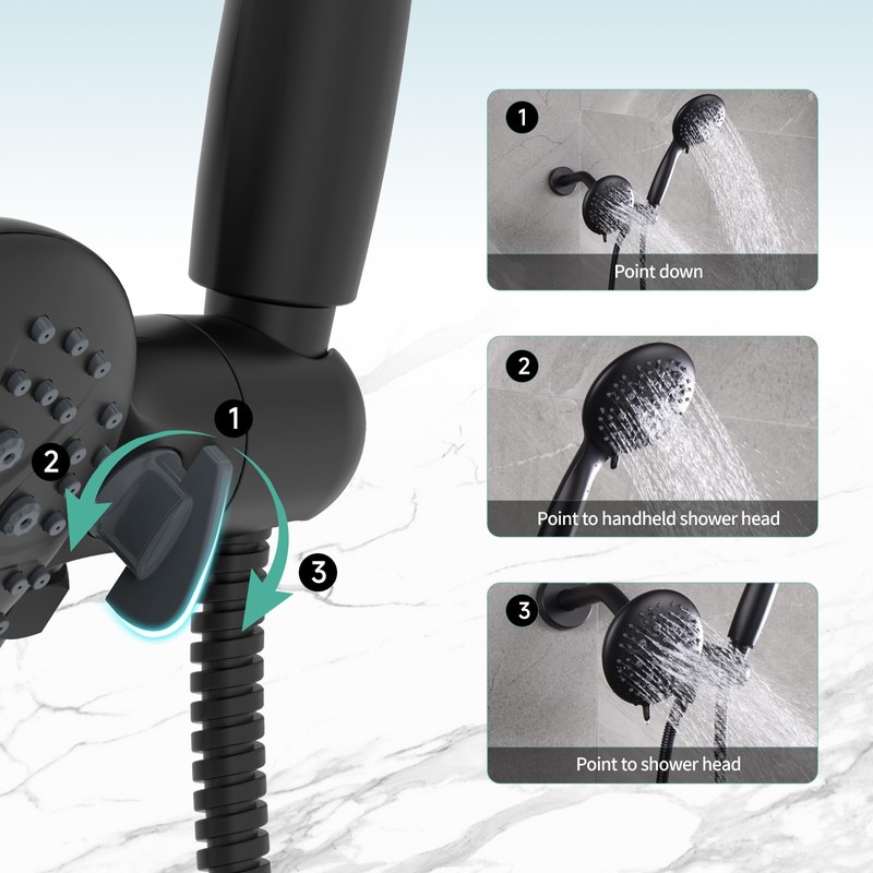 SR SUN RISE 6-Spray Shower Faucet 3-Way Combo Shower Head