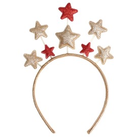 Star Headband, Christmas Headband, Gold and Red Star Christmas Hair Bands, Happy New Year Headband, Party Hair Accessory for Princess, Holiday Festival, Birthday Party