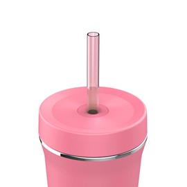 Takeya Straw Tumbler - For Coffee, Water & More - Durable with Built-In Silicone Coaster - Double Stainless Steel Insulation for Beverages - 32 oz, Pink Mimosa