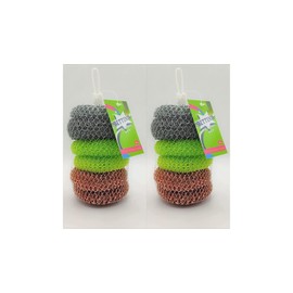 Mixed Pack (4 X Galvanised Scourers + 4 X Copper + 4 X Pot Scourers), for Light and Heavy scouring , Total 12 Scourers
