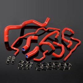 G-PLUS Silicone Radiator Coolant Hose Kit Clamps Compatible With 1999-2006 Volkswagen VW Golf Mk4 Turbo 1.8T Red